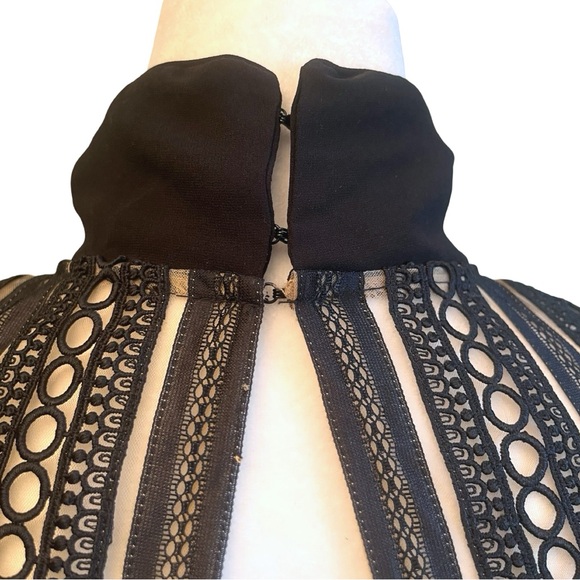 Self-Portrait Monochrome Crepe Mini Dress Women’s US 0 Bow Guipre Lace - Picture 7 of 16